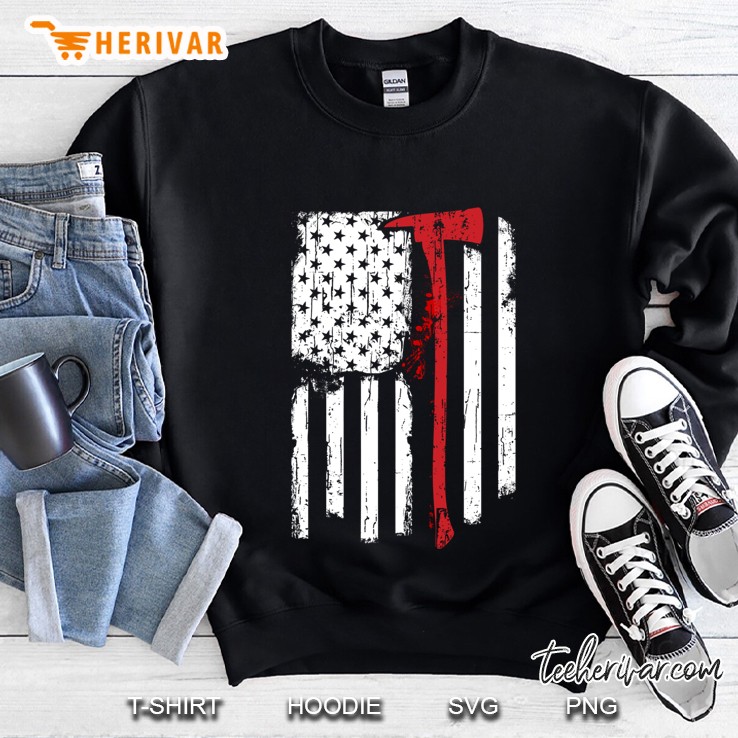 Firefighter Red Line American Flag With Fireman Axe Classic Sweatshirt