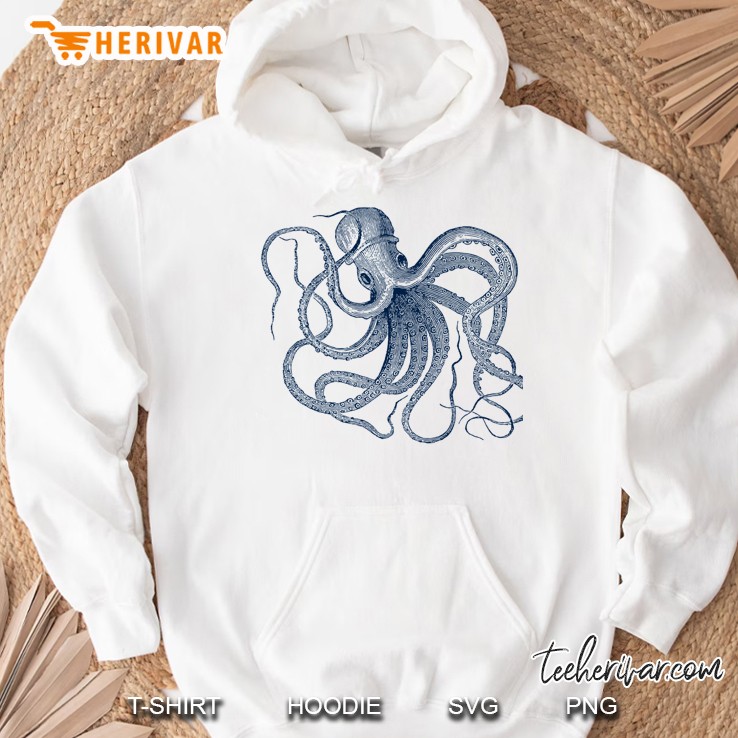 Blue Octopus Vintage Illustration Classic Hoodie