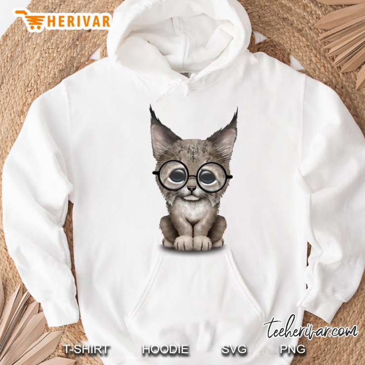 Cute Baby Lynx Cub Wearing Glasses Classic Hoodie