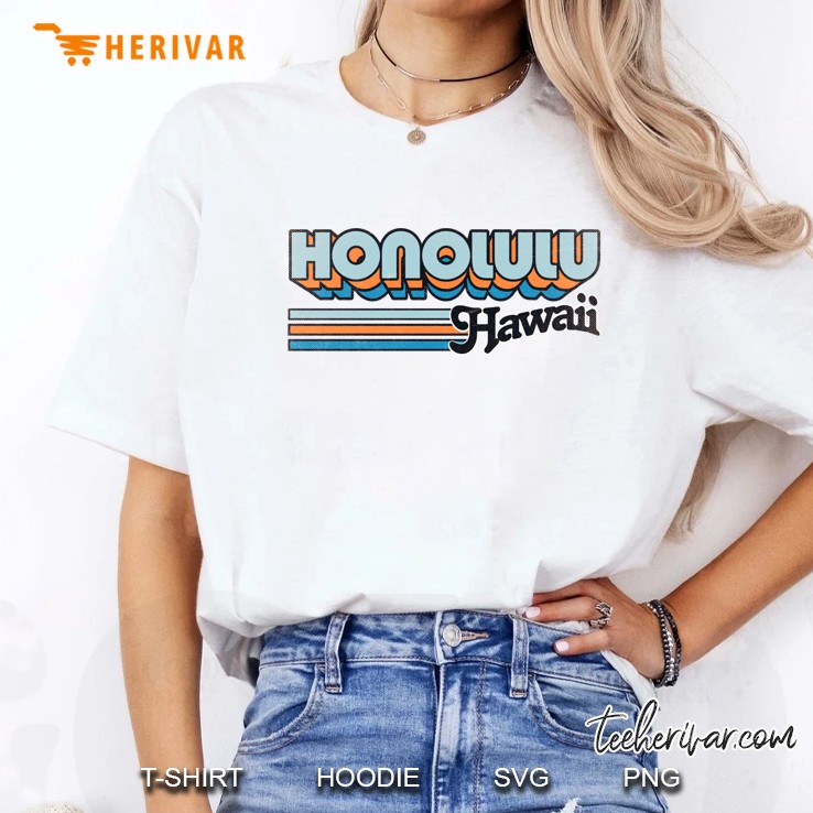 Honolulu, Hi City Stripes Slim Fit Ladies Tee