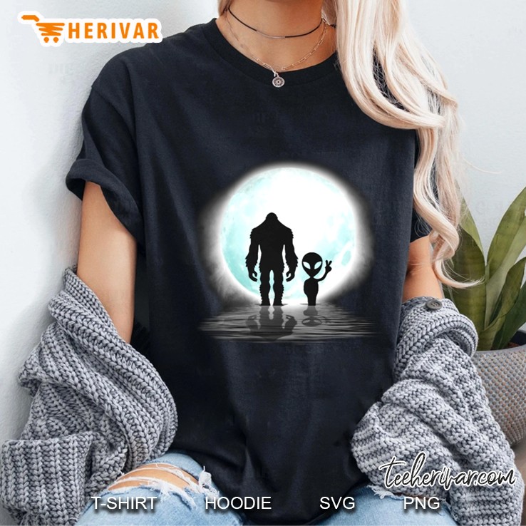 Bigfoot And Alien Moon Ladies Tee