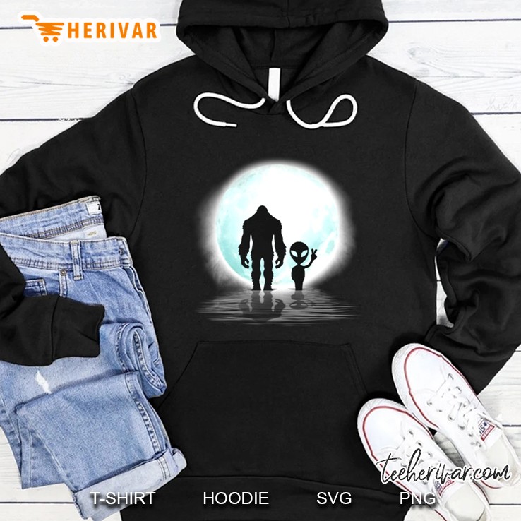 Bigfoot And Alien Moon Hoodie