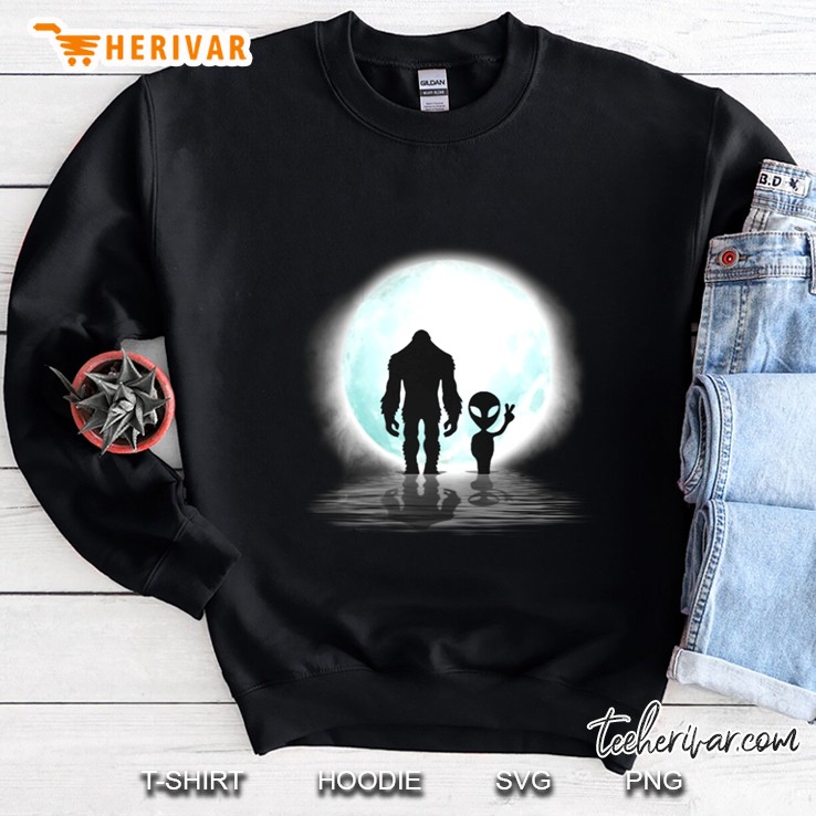Bigfoot And Alien Moon Sweatshirt