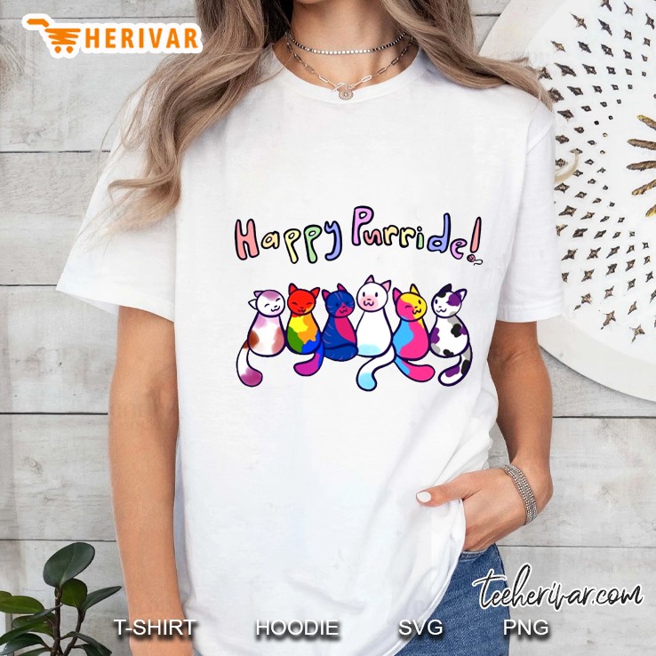 Happy Purride Rainbow LGBT Cat Hoodie