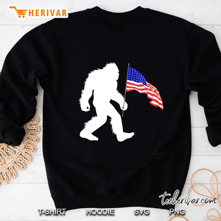 4Th Of July Bigfoot Sasquatch Holding American Flag Sweatshirt