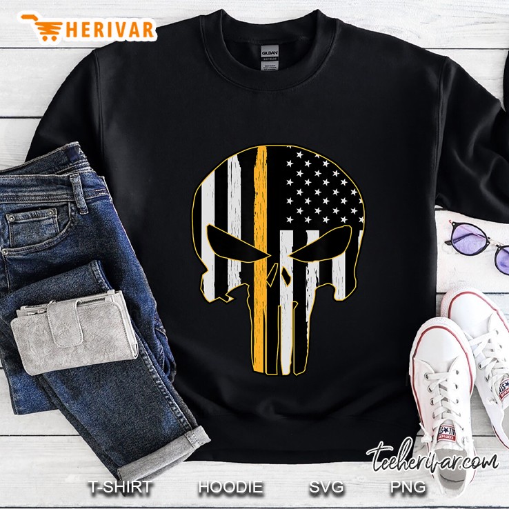 Dispatcher Usa Flag Skull Thin Yellow Line American Gold Sweatshirt