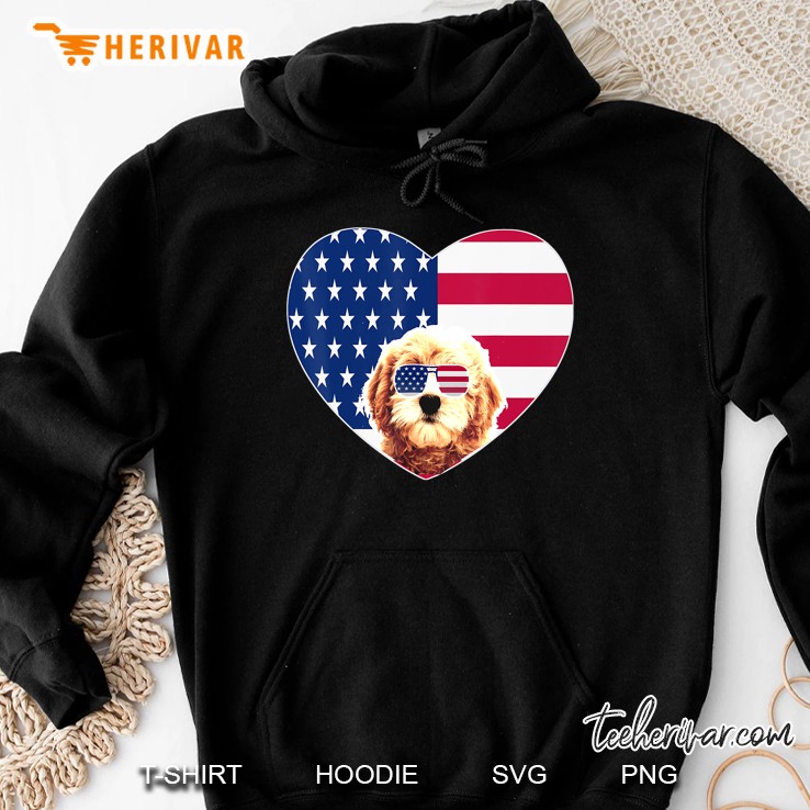 Fanny Goldendoodle Dog Us American Flag 4Th Of July Hoodie