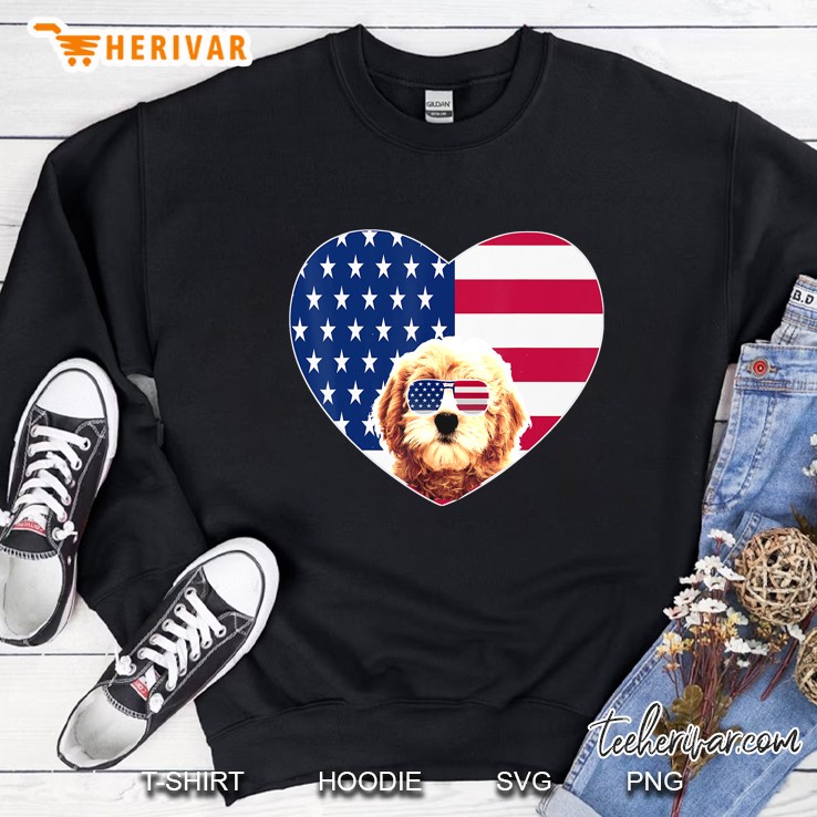 Fanny Goldendoodle Dog Us American Flag 4Th Of July Sweatshirt