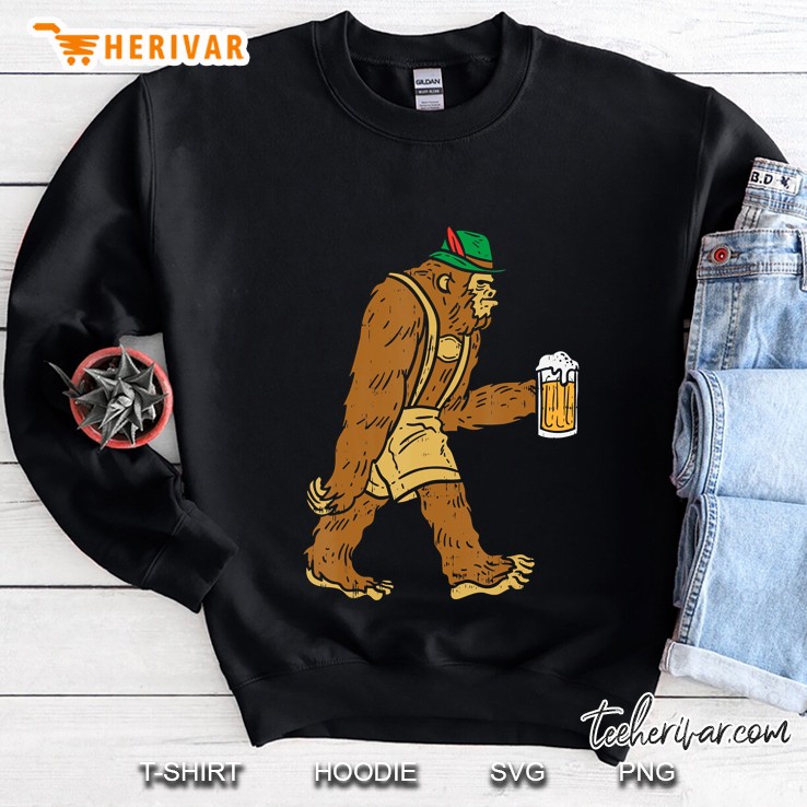 German Bigfoot Sasquatch Beer Lederhose Funny Oktoberfest Sweatshirt
