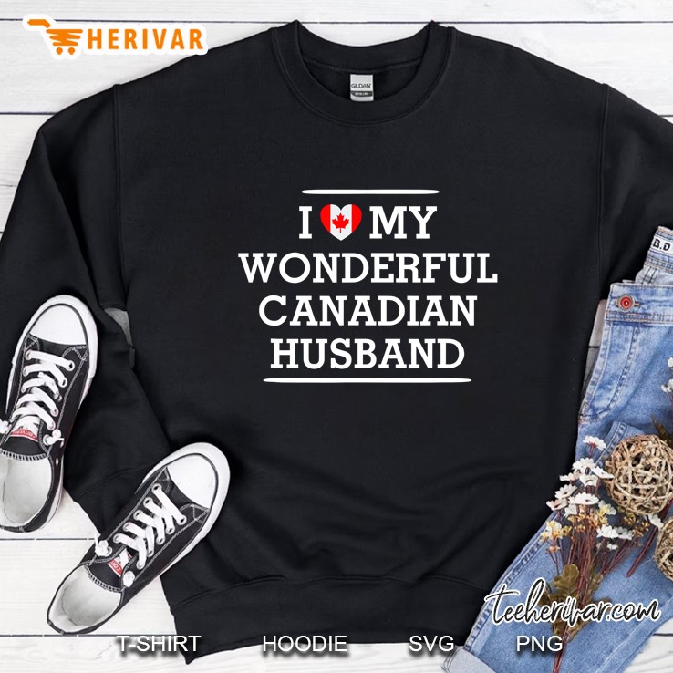 I Love My Wonderful Canadian Husband Flag Heart Tee For Wife Mugs