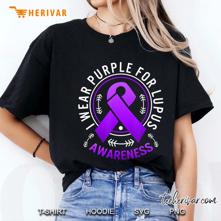 I Wear Purple For Lupus Awareness Ribbon Chronic Illness Ladies Tee