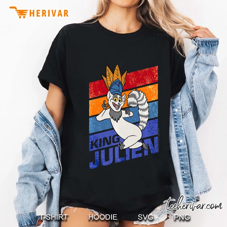 Madagascar King Julien Striped Portrait Premium Ladies Tee
