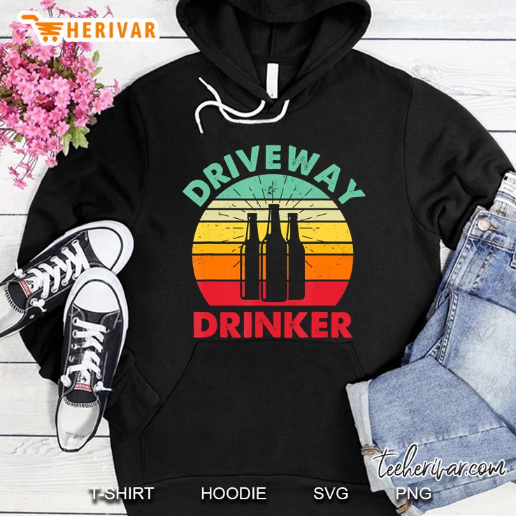 Mens Retro Vintage Driveway Drinker Beer Drinking Hoodie