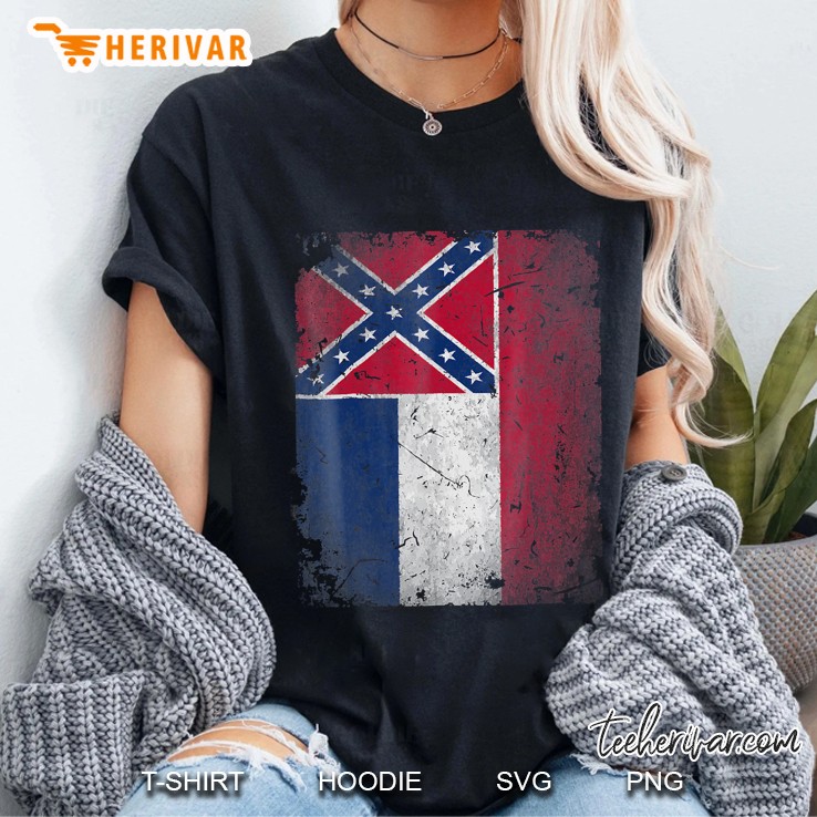 Mississippi State Flag Shirts Vintage Distressed Ladies Tee