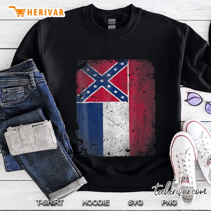 Mississippi State Flag Shirts Vintage Distressed Sweatshirt