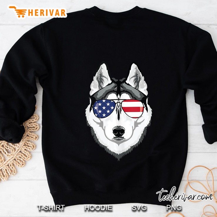 Siberian Husky American Flag Sunglasses 4Th Of July Sweatshirt