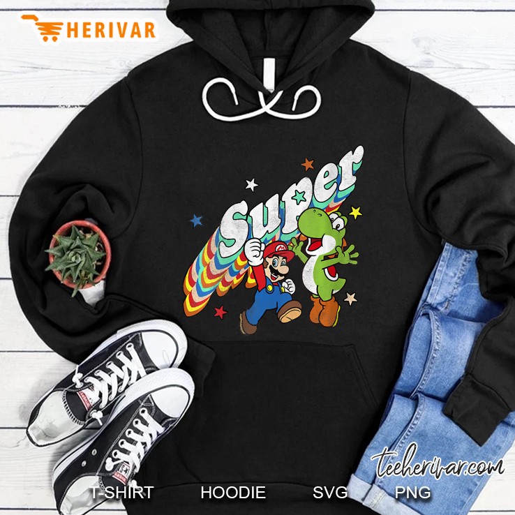 Womens Super Mario Yoshi Mario Rainbow 3D Star Hoodie