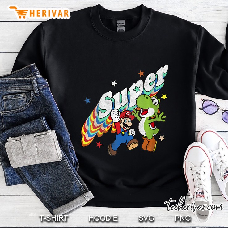 Womens Super Mario Yoshi Mario Rainbow 3D Star Sweatshirt