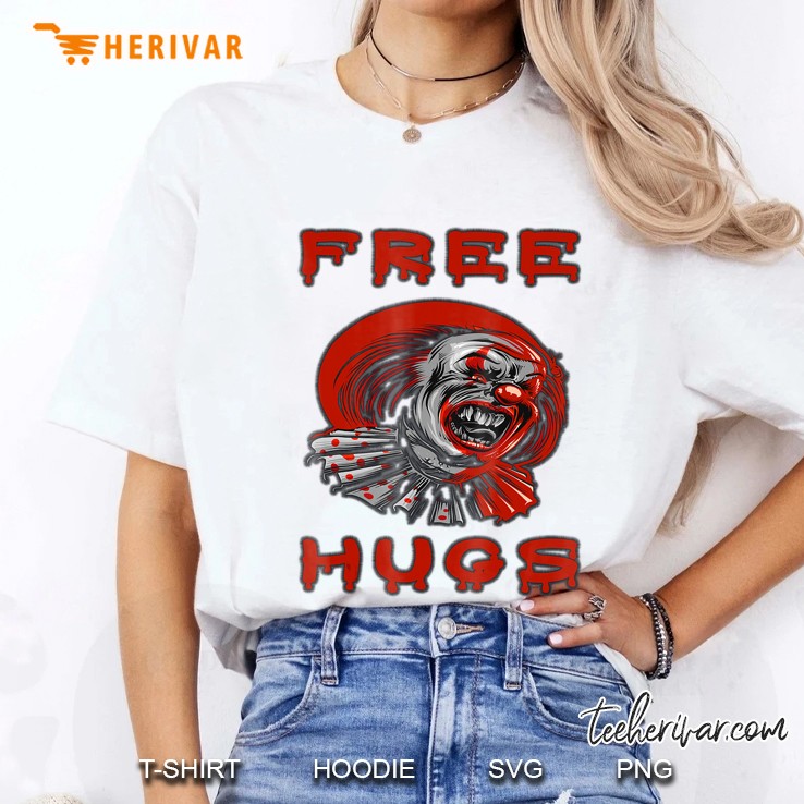 Free Hugs Evil Killer Scary Clown Halloween Ladies Tee