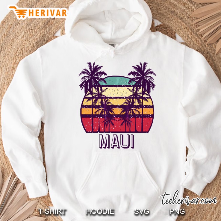 Maui Hawaii Vintage Seventies Retro Skyline Palm Hoodie