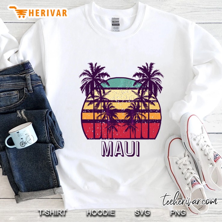 Maui Hawaii Vintage Seventies Retro Skyline Palm Sweatshirt