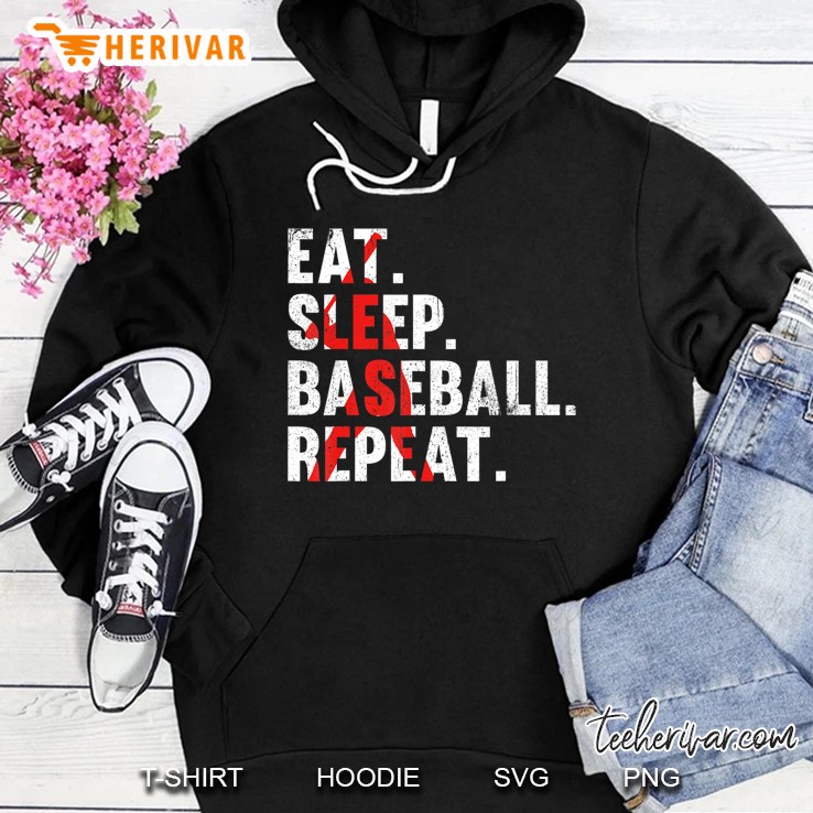 Eat Sleep Baseball Repeat, Funny Mens Tee For Sport Lovers Hoodie