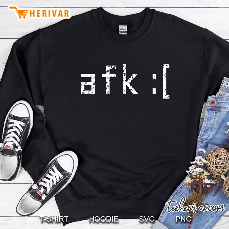 Funny Gaming Shirt, Afk Sad Face, Distressed, Sweatshirt