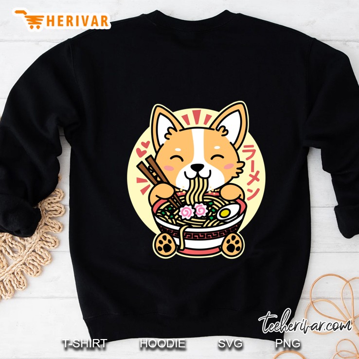 Kawaii Ramen Cute Anime Dog Corgi Japanese Noodles Pullover Sweatshirt