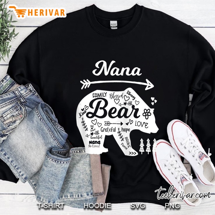 Nana Words Of Love Bear With Doodle Graphics Grandma Gifts Zip Mugs