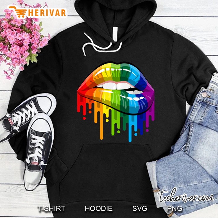 Sexy Colorful Graphic Lips Tshirt, Women Printed Design Lips Pullover Hoodie