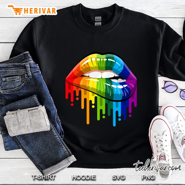Sexy Colorful Graphic Lips Tshirt, Women Printed Design Lips Pullover Sweatshirt