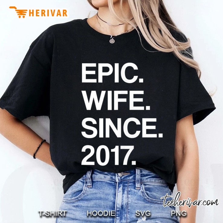 Womens 3Rd Wedding Anniversary Gift For Her - Epic Wife Since 2017 V-Neck Hoodie