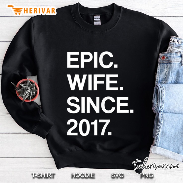 Womens 3Rd Wedding Anniversary Gift For Her - Epic Wife Since 2017 V-Neck Mugs