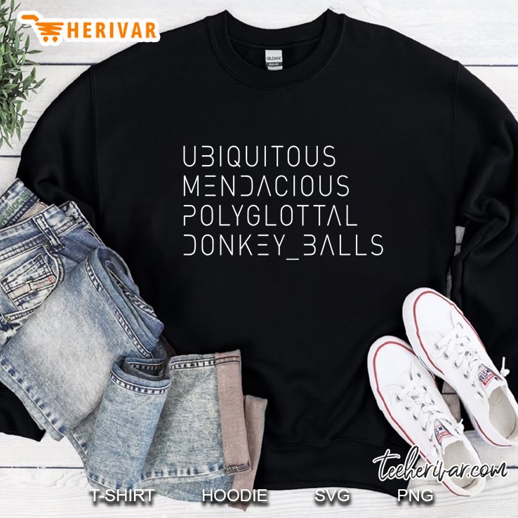 Ubiquitous, Mendacious, Polyglottal, Donkey Balls, In Show Font Slim Fit Mugs