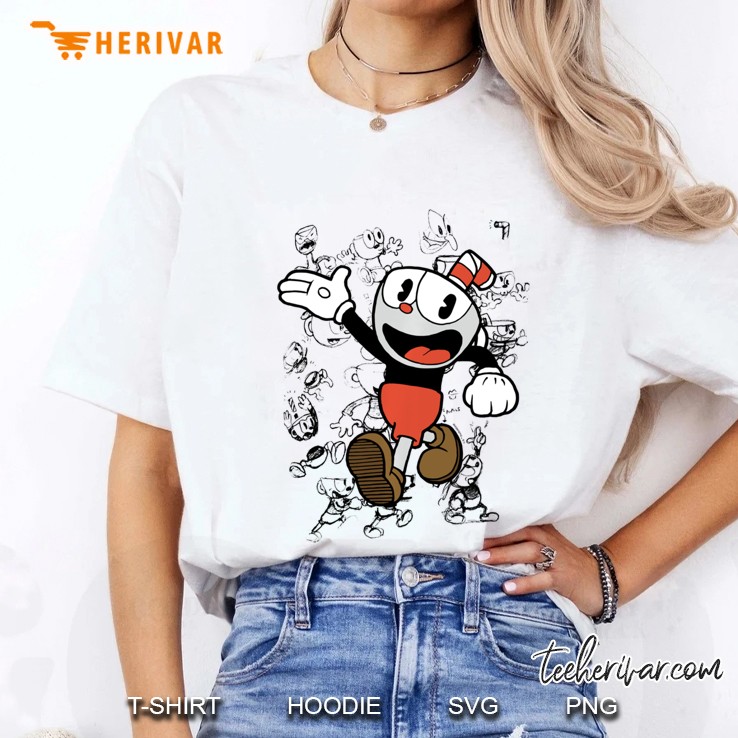 Cuphead Character Sketches Graphic Ladies Tee