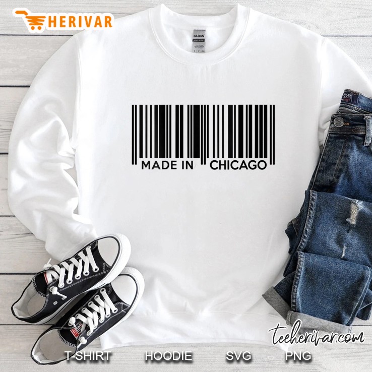 Womens I Love Chicago Tee Made In Chicago Barcode Tee V-Neck Sweatshirt