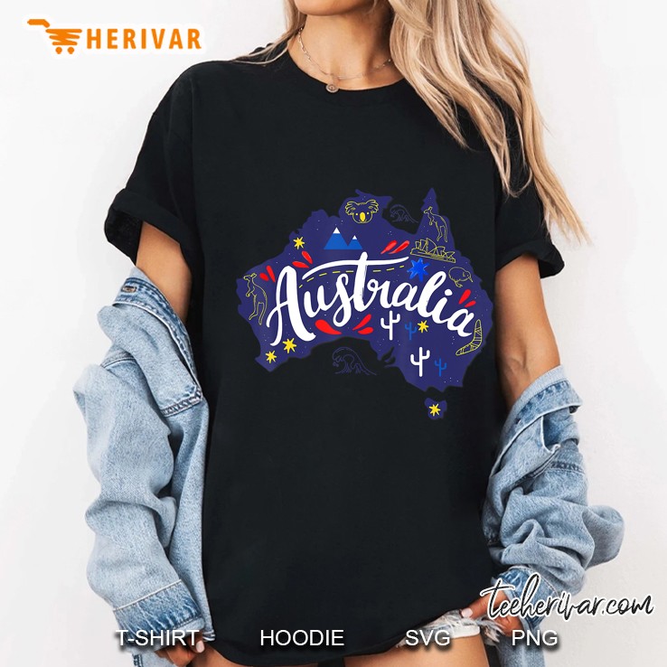 Australia Map Travel Aussie Down Under Australian Gift Home Ladies Tee