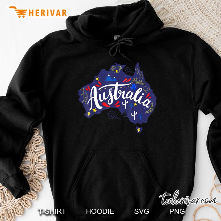 Australia Map Travel Aussie Down Under Australian Gift Home Hoodie