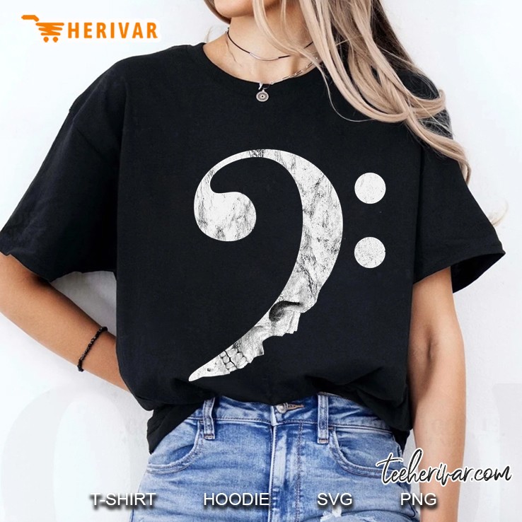 Bass Clef With Skull Rock Legend Bass Guitar Lovers Ladies Tee