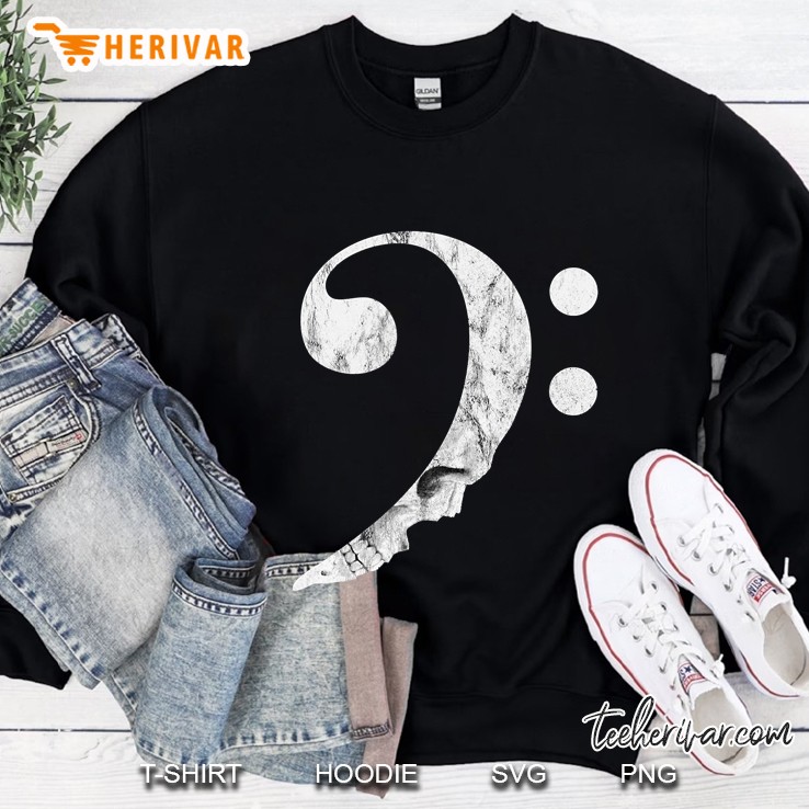 Bass Clef With Skull Rock Legend Bass Guitar Lovers Sweatshirt
