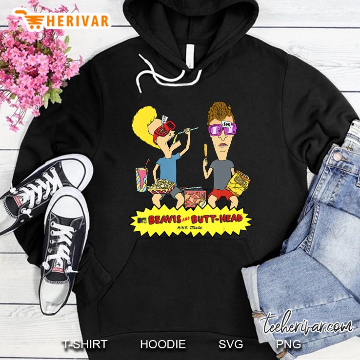 Beavis And Butthead Snacks On The Curb Logo Hoodie