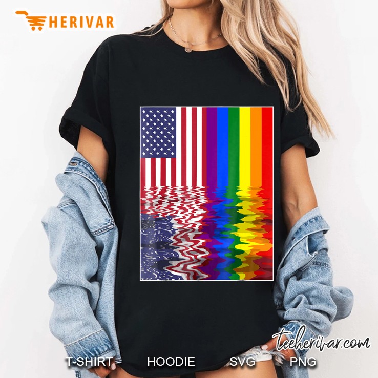 Gay 4Th Of July - Independence Day With Rainbow Flag Ladies Tee