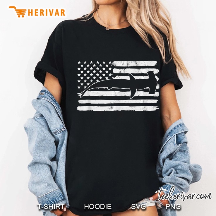 Hammerhead Shark Usa Flag 4Th Of July Fourth Vintage Ladies Tee