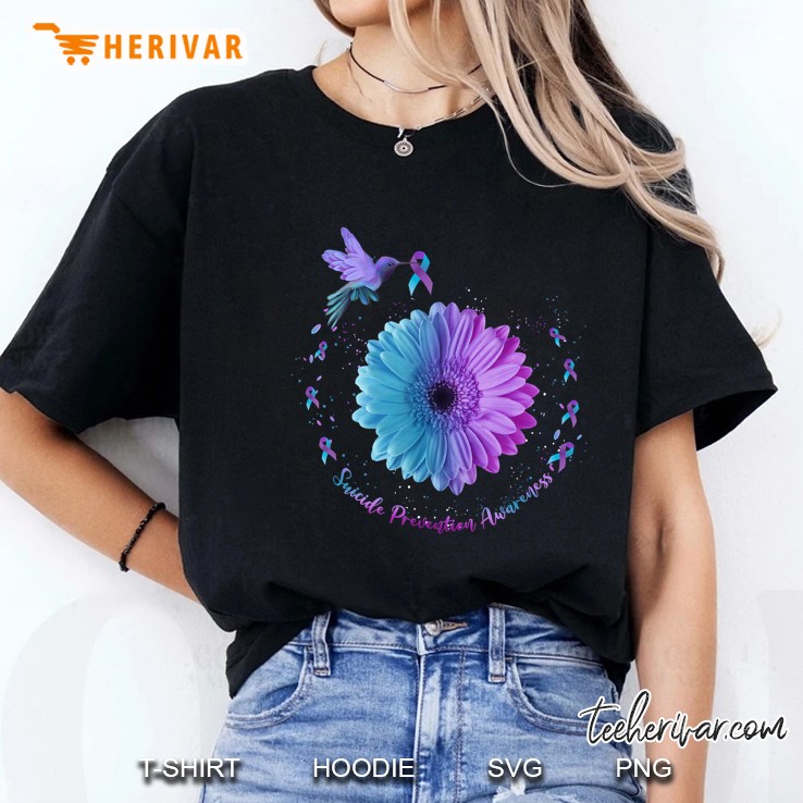 Hummingbird Sunflower Suicide Prevention Awareness Ladies Tee