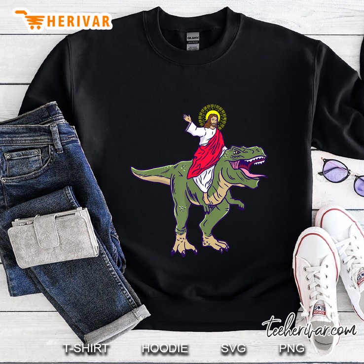 Jesus Riding Dinosaur Sweatshirt