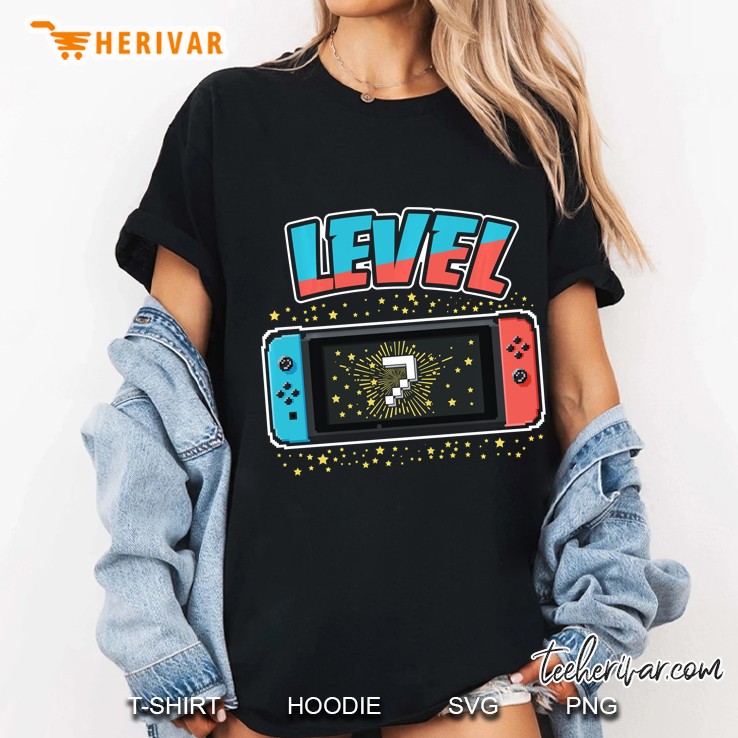 Level 7 Birthday Shirt Boy 7 Years Old Video Games Gift Ladies Tee