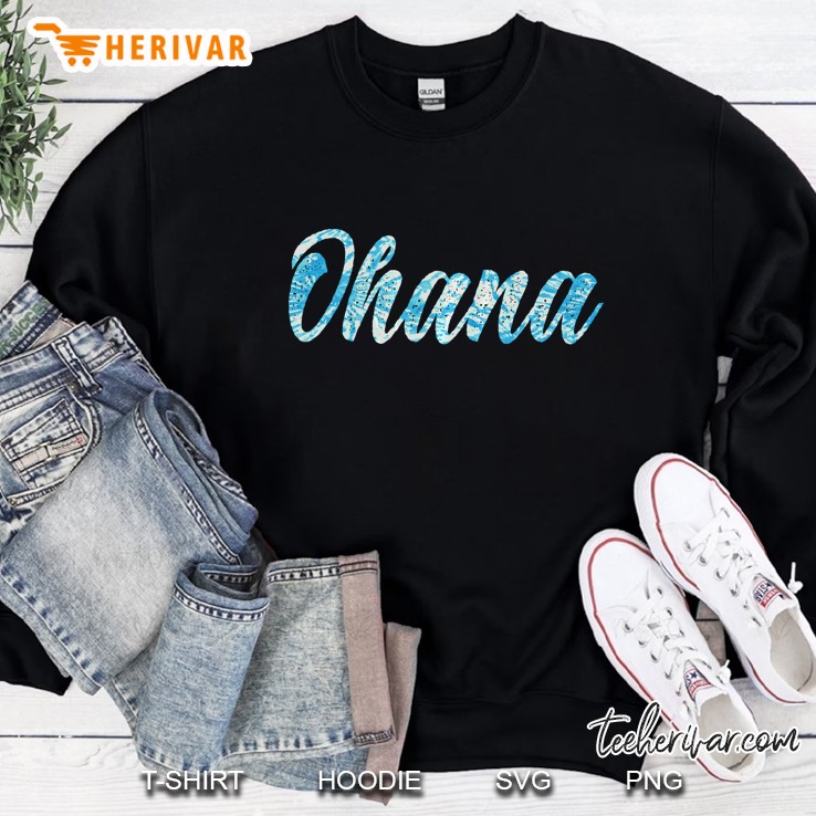 Ohana Means Family Blue Waters Tie Dye Sweatshirt