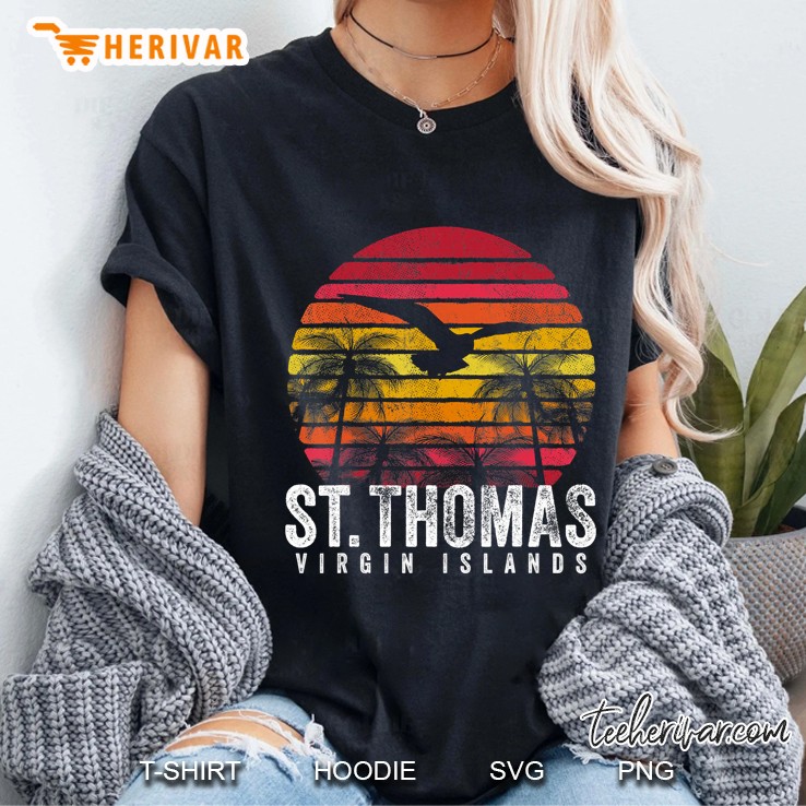 St. Thomas Vintage Retro Sunset Beach Island Men Women Gift Ladies Tee