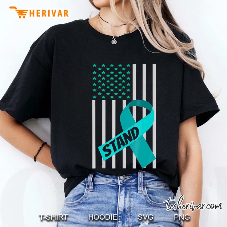 Usa Flag Ribbon Stand Sexual Assault Awareness Month Ladies Tee