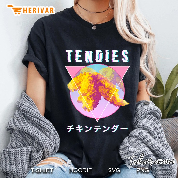 Vaporwave Tendies Chicken Tenders Japanese Kanji Glitch Art Premium Ladies Tee